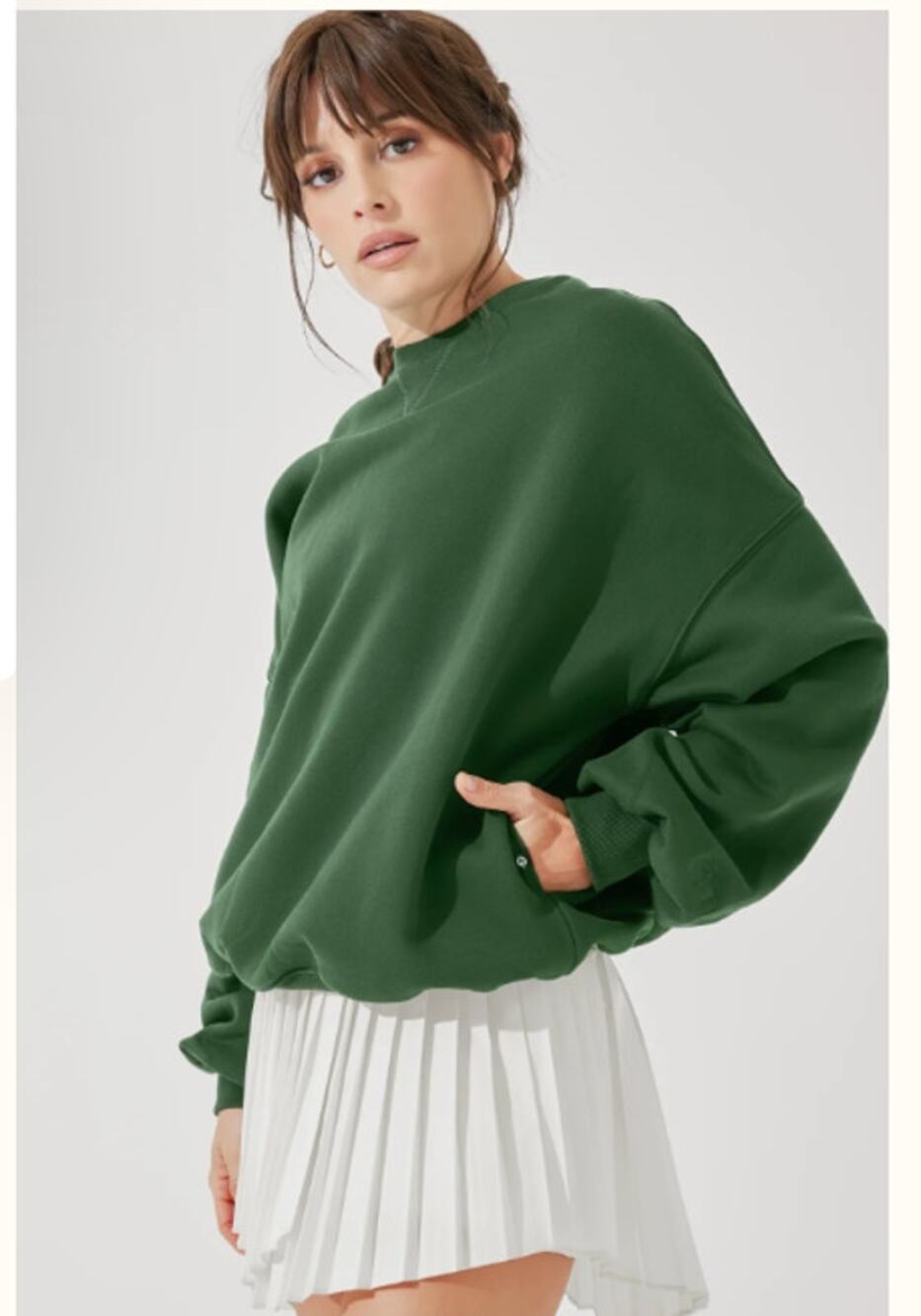 PopFlex Cloud Crewneck Sweater - Fern Green S/M Cottagecore Oversized